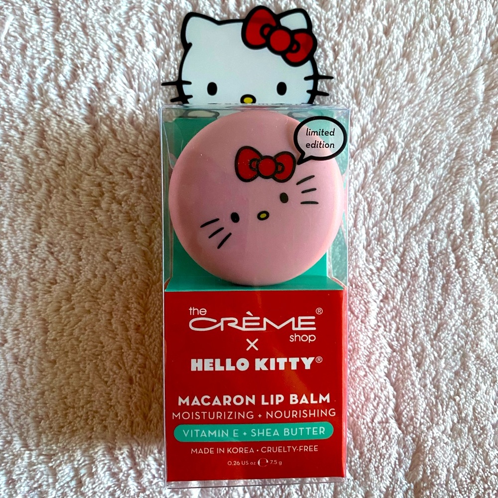 HELLO KITTY X THE CRÈME SHOP MACARON LIP BALM. 🍉